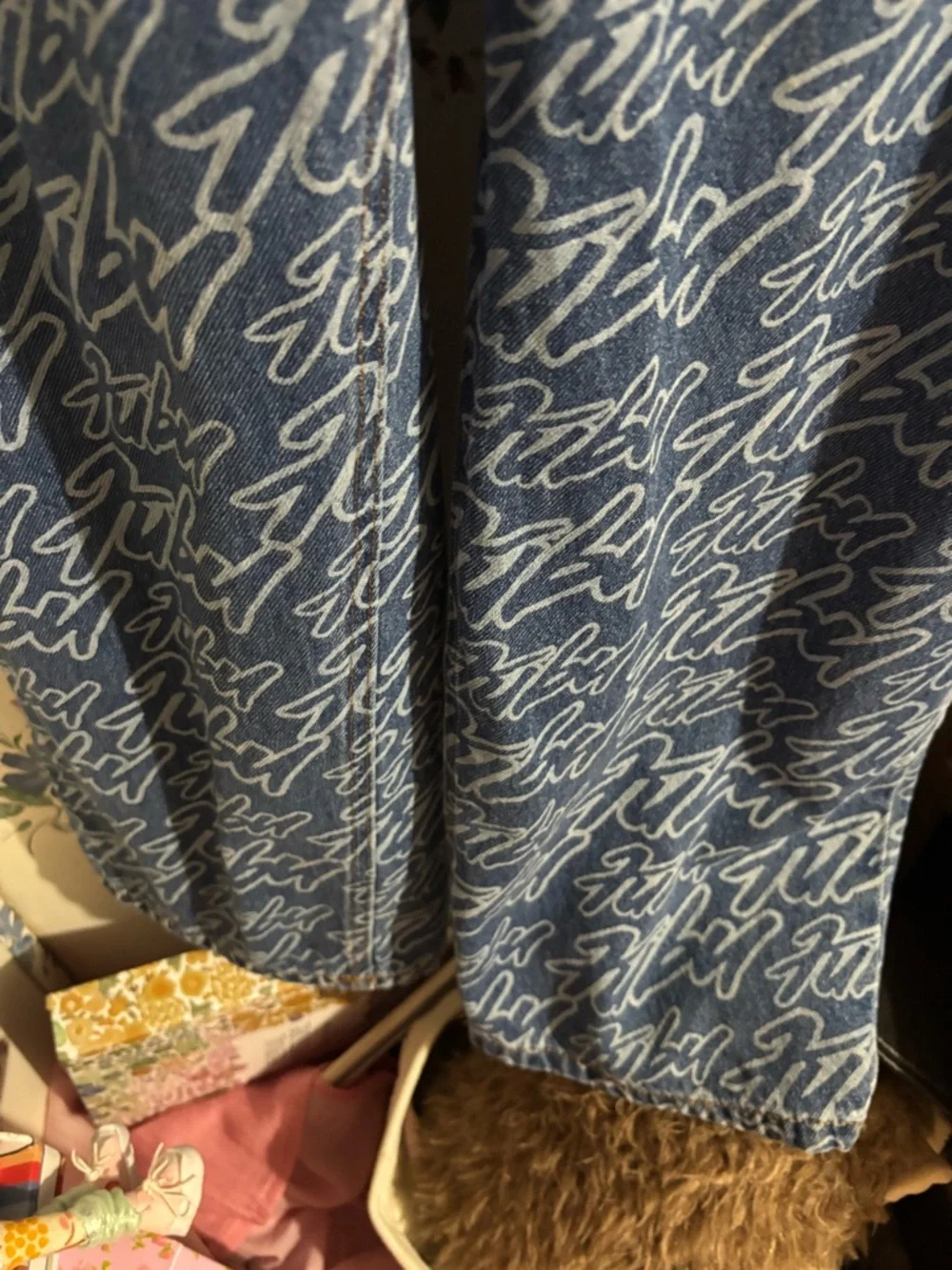 Forever 21 Denim Overall Dress with Orange FUBU Straps - Picture 3 of 4